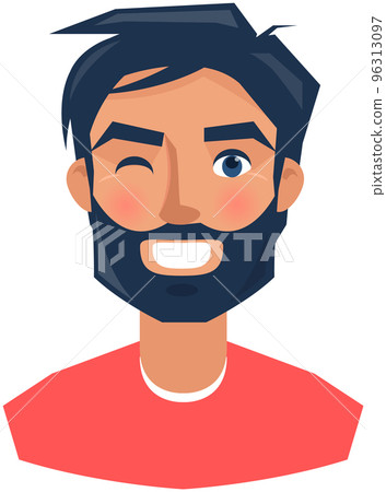 Positive face expression of young man. Cheerful, joyful guy with emotion of happiness, joy 96313097