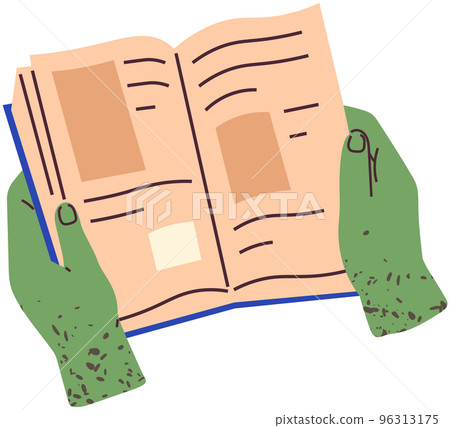 Printed book, edition, publication from paper sheets with typographic text for reading in hands Printed book, edition, publication from paper sheets with typographic text for reading in hands 96313175