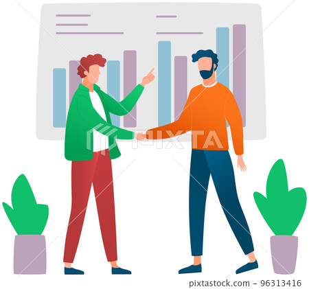 Manager makes a presentation of a statistical report. Analysis and planning business concept Manager makes a presentation of a statistical report. Analysis and planning business concept 96313416