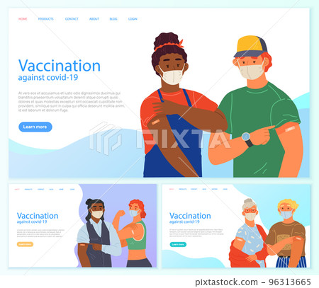 Stop coronavirus agitation concept. Vaccination promo, immunization of workers. Vaccine saves lives 96313665