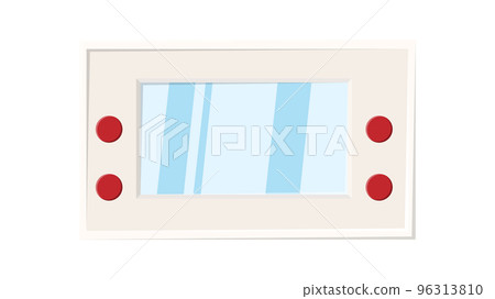 Old retro vintage hipster handheld portable video game console with buttons and screen for gamers from 70s 80s 90s. white icon. Vector illustration 96313810