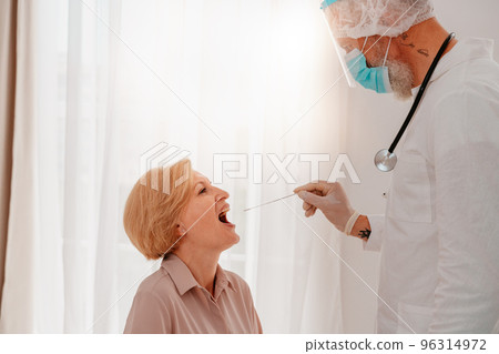 Doctor is checking the covid-19 virus with a tester 96314972