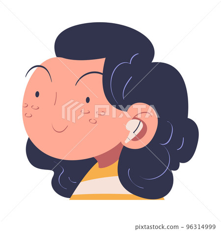 Woman Character with Earphones Listening to Lecture Engaged in Learning Vector Illustration Woman Character with Earphones Listening to Lecture Engaged in Learning Vector Illustration 96314999