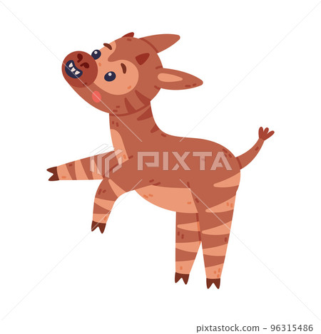 Cute baby okapi standing on its hind legs. Funny wild African animal character cartoon vector illustration Cute baby okapi standing on its hind legs. Funny wild African animal character cartoon vector illustration 96315486