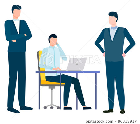 Man Working in Office, Business Partners Vector Man Working in Office, Business Partners Vector 96315917