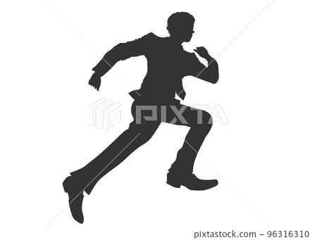 Silhouette illustration of a young man running while jumping high Silhouette illustration of a young man running while jumping high 96316310