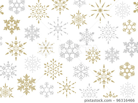 銀色和金色雪花圖案（非無縫） 96316466