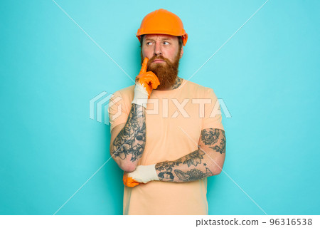 Incompetent worker is unsure and confused about his work 96316538