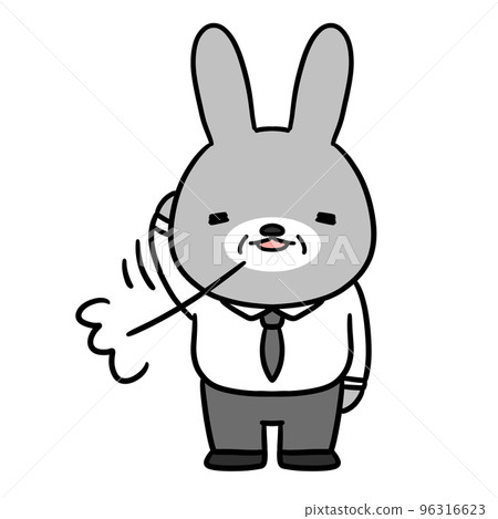 A rabbit working at a company scratching his head 96316623