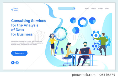 Website of consulting service for analysis of data for business. People work in technical support Website of consulting service for analysis of data for business. People work in technical support 96316875