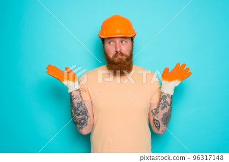 Incompetent worker is unsure and worried about his work 96317148