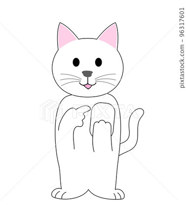 white cat using smart phone 96317601