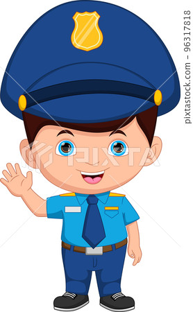 police boy waving cartoon police boy waving cartoon 96317818