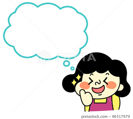 Speech bubble Illustration material of a comical female character doing a nice pose 96317979