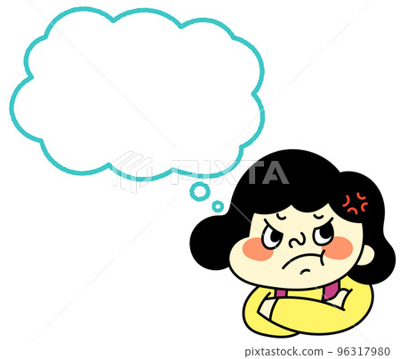 Speech bubble Illustration material of a comical female character who is frustrated and angry 96317980