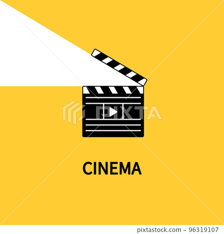 Clapperboard on a yellow background. Movie poster. Flat vector illustration Clapperboard on a yellow background. Movie poster. Flat vector illustration 96319107