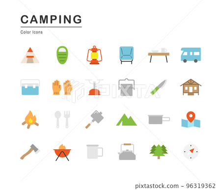 野營裝備圖標集（無線） 96319362