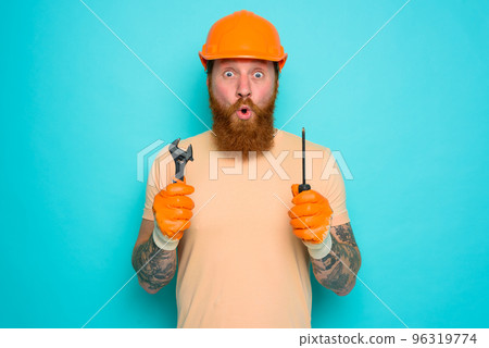 Incompetent worker is afraid and worried about his work 96319774