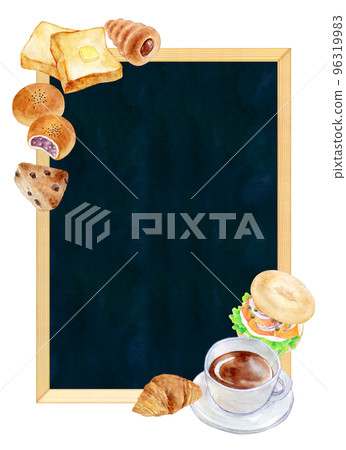 Chalkboard frame bread and coffee 96319983