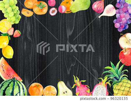 Chalkboard frame fruit watercolor illustration 96320135