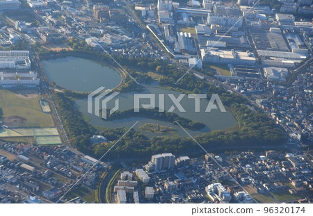 Aerial view Japanese archipelago Koyoike Park, Itami City 96320174