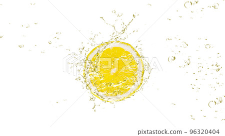 Lemon slices and splashes 96320404