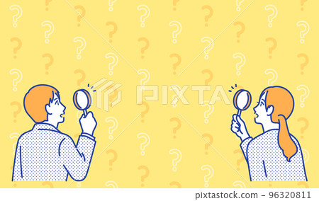 看著放大鏡的年輕商務人士的簡單矢量圖解素材 96320811