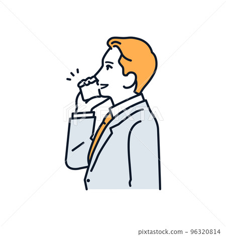 一個商人在智能手機上交談的簡單矢量插圖素材 96320814