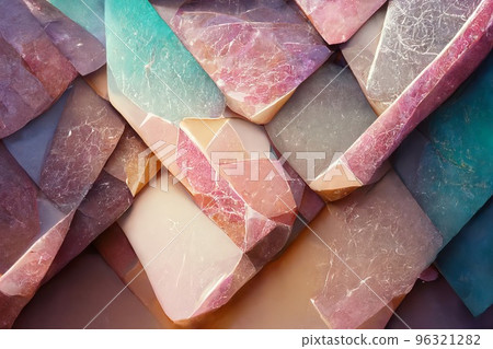 Hand drawn gradient marbled stones pattern. Collage contemporary print with colorful gemstones pattern with different colors, trendy wallpaper, interior element. Artistic vertical template for design. 96321282