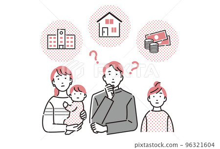 Family thinking about mortgage, education expenses, household budget 96321604