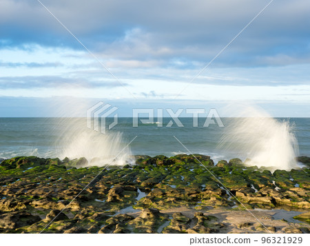 LaoMei green rock troughs /The green Reef in cloudy in New Taipei City,Taiwan. 96321929