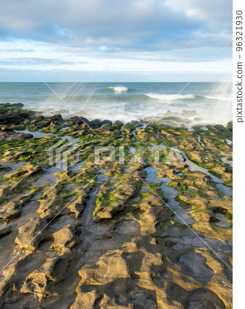 LaoMei green rock troughs /The green Reef in cloudy in New Taipei City,Taiwan. 96321930