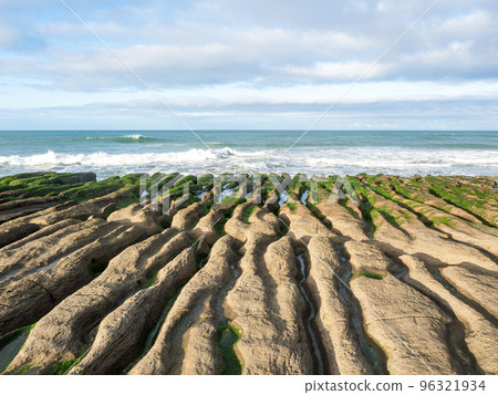 LaoMei green rock troughs /The green Reef in cloudy in New Taipei City,Taiwan. 96321934