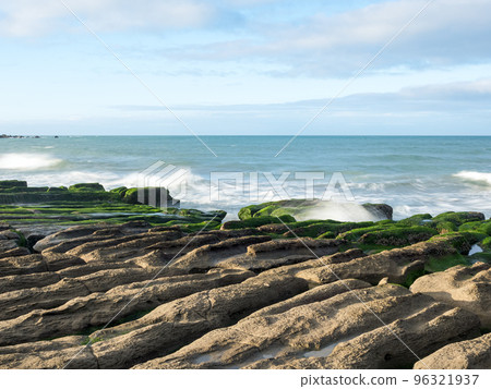 LaoMei green rock troughs /The green Reef in cloudy in New Taipei City,Taiwan. 96321937