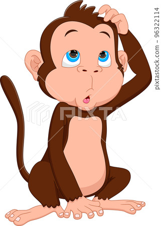 cartoon cute monkey on white background cartoon cute monkey on white background 96322114