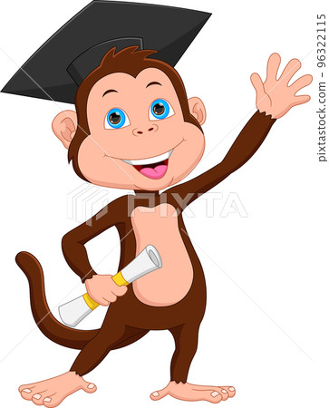 cartoon graduate monkey on white background cartoon graduate monkey on white background 96322115