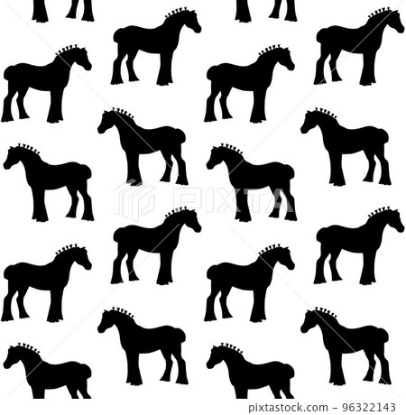 Vector seamless pattern of shire horse silhouette 96322143