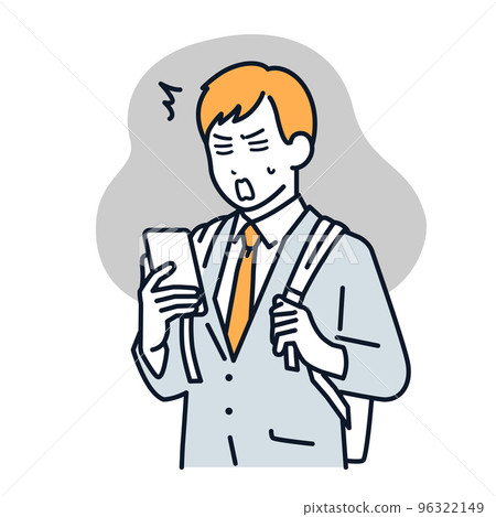 Simple vector illustration material of a businessman who is shocked to see a smartphone 96322149