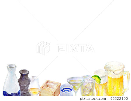Sake set watercolor illustration 96322190