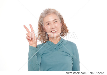senior woman playing peace senior woman playing peace 96322264