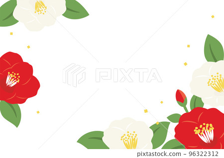 Red and white camellia flower background frame 96322312