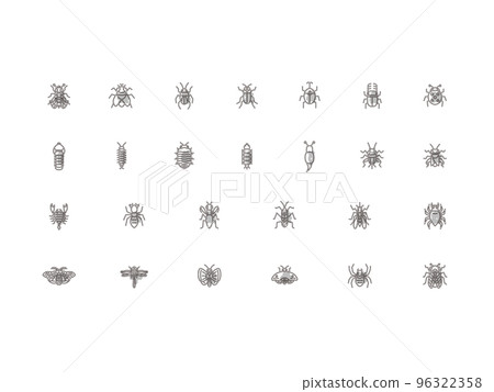 迷你昆蟲圖圖標設置輪廓灰色 96322358