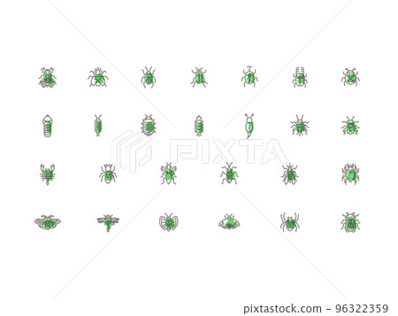 迷你昆蟲圖圖標設置輪廓綠色 迷你昆蟲圖圖標設置輪廓綠色 96322359