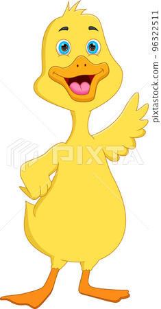 cartoon cute duck waving on white background cartoon cute duck waving on white background 96322511