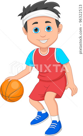 cartoon cute boy playing basketball 96322513