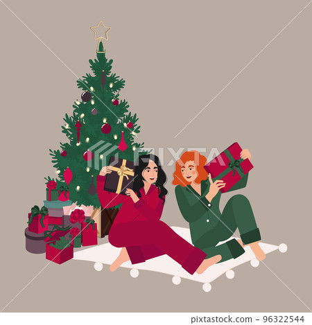 Friends presenting gifts to each other for holiday Friends presenting gifts to each other for holiday 96322544