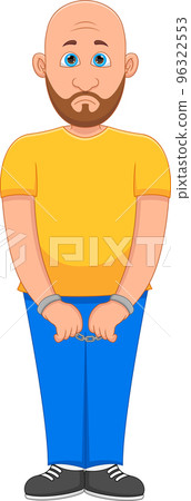 cartoon criminal man caught in handcuffs cartoon criminal man caught in handcuffs 96322553