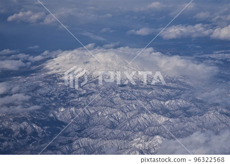 Aerial view of Mt. Chokai in severe winter 96322568