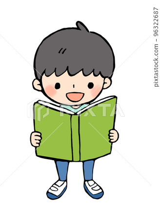 拿著課本的男孩插畫 拿著課本的男孩插畫 96322687