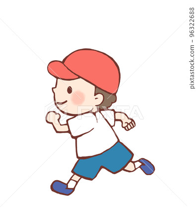 穿著體操服跑步的男孩插畫 穿著體操服跑步的男孩插畫 96322688